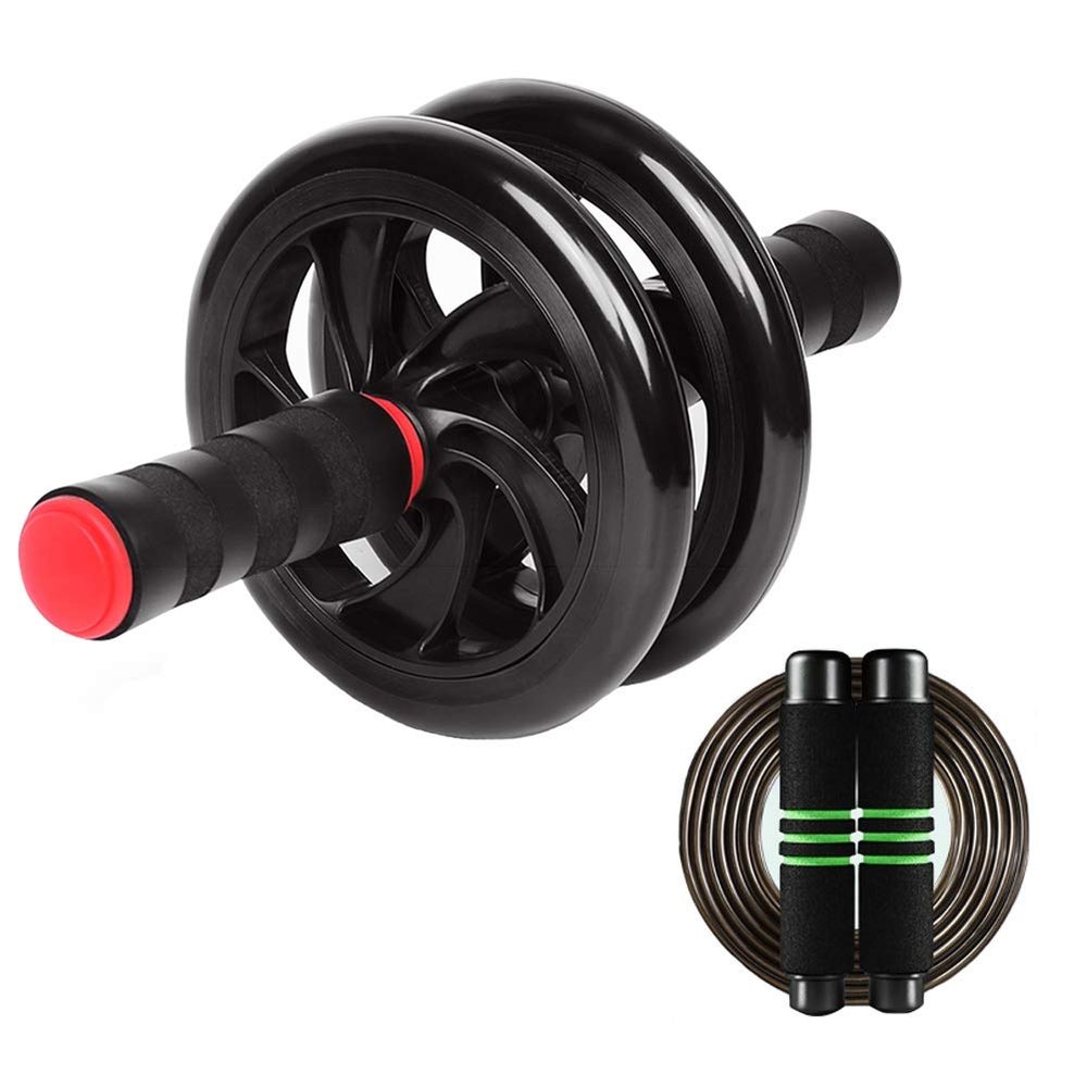 Ab Roller Wheel AGYH Portable Abdominal Muscle Trainer, Two-Wheel Balance Design, Exercise Abdominal and Back Muscles Ab Roller is Ideal for Gym or Home Use (Size : Ab Roller+Rope Skipping)