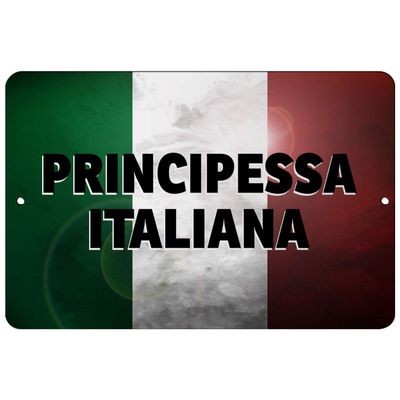Makoroni - PRINCIPESSA Italiana Italian Flag Design 12x18 inc Aluminum Decorative Wall Street Sign