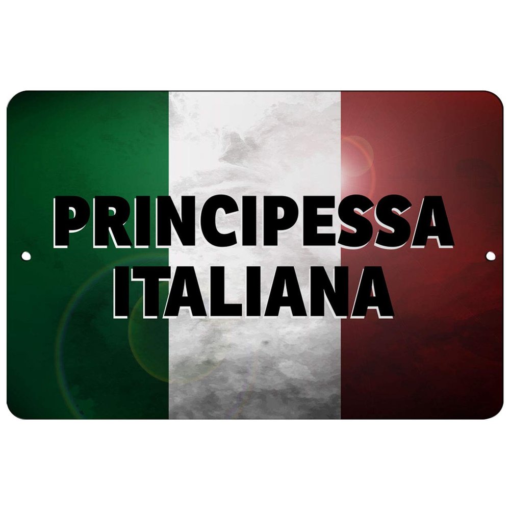 Makoroni - PRINCIPESSA Italiana Italian Flag Design 12x18 inc Aluminum Decorative Wall Street Sign