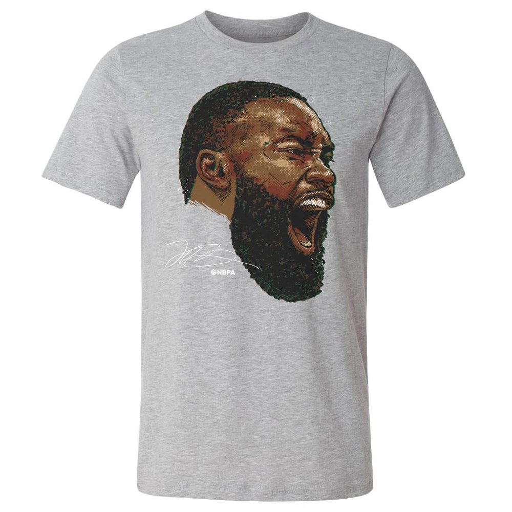 500 LEVEL Jaylen Brown Shirt (Cotton, XXX-Large, Heather Gray) - Jaylen Brown Scream WHT