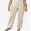 Woman Within Plus Size Petite Straight Leg Linen Pant - 30 WP, Deep Cobalt Stripe view 2