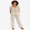 Woman Within Plus Size Petite Straight Leg Linen Pant - 30 WP, Deep Cobalt Stripe view 3