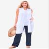 Woman Within Plus Size Petite Straight Leg Linen Pant - 30 WP, Deep Cobalt Stripe view 4