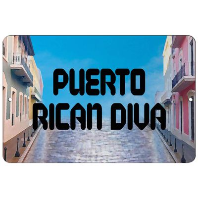 Makoroni - Puerto Rican Diva Puerto Rican 12x18 inc Aluminum Decorative Wall Street Sign