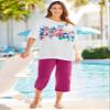 Woman Within Plus Size Petite Sport-Knit Pull-On Capri Pants - 6X, White view 3