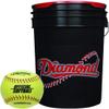 Diamond Sports 6-Gallon Black Ball Bucket with 18 11YSC 11-inch Yellow Softballs view 1
