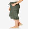 Woman Within Plus Size Petite Convertible Length Cargo Capri/Bermuda - 20 WP, Olive Green view 3