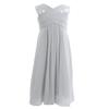 Aislor Kids Big Girls Flutter Sleeve Ruffle Chiffon Flower Girl Dress Wedding Bridesmaid Long Ball Gowns Gray Criss Cross 8 Years view 1
