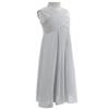 Aislor Kids Big Girls Flutter Sleeve Ruffle Chiffon Flower Girl Dress Wedding Bridesmaid Long Ball Gowns Gray Criss Cross 8 Years view 4