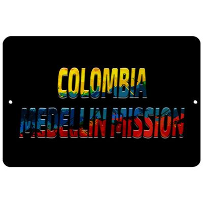 Makoroni - Colombia Medellin Mission Colombia Colombian 12x18 inc Aluminum Decorative Wall Street Sign