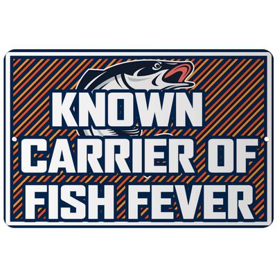 Makoroni - Known Carrier of Fish Fever Fishing Design 12x18 inc Aluminum Decorative Wall Street Sign