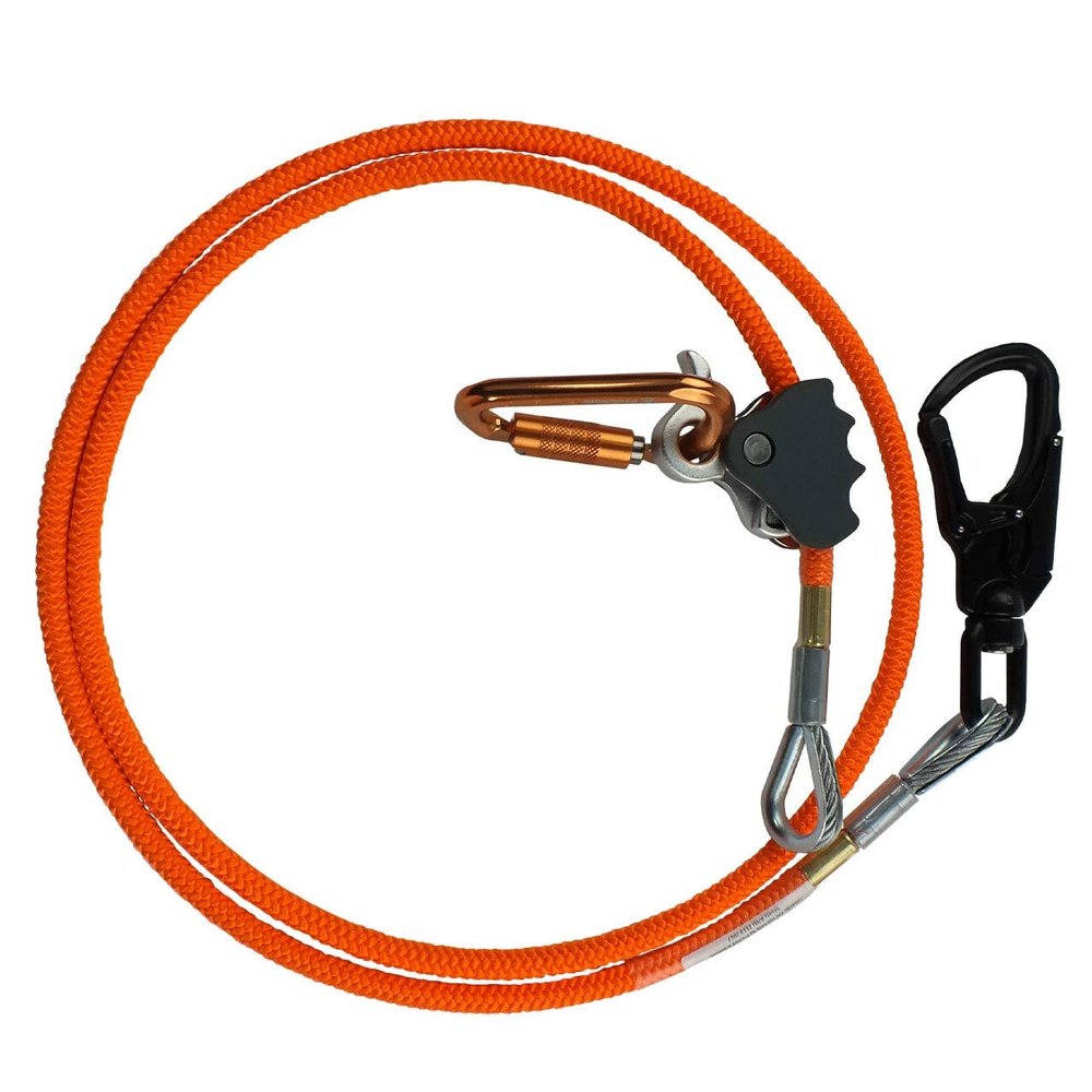 Steel Core Flip Line Kit for Tree Climbing, 1/2 in x 8 ft - USA Made w/Better Grab Adjuster & Steel Swivel, Arborist Equipment Positioning Lanyard for Climbing Trees