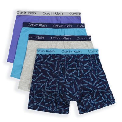 Calvin Klein Boys Modern Cotton Boxer Brief Underwear 4-Pack, Blue Moon Pack, Medium