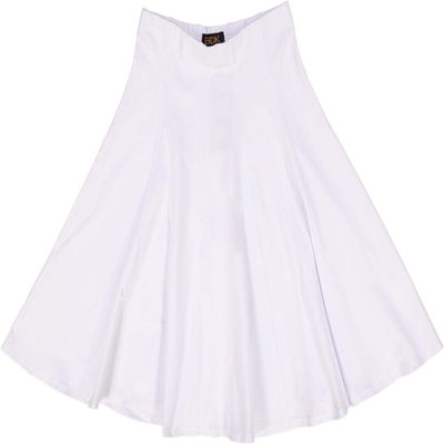 BGDK Classic Fit & Flare Cotton Pleated Skirt Comfortable High-Waisted Knee & Midi Length for Everyday Style White Large
