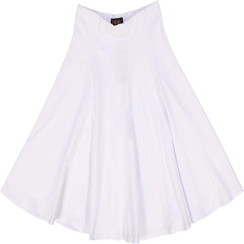 BGDK Classic Fit & Flare Cotton Pleated Skirt  Comfortable High-Waisted Knee & Midi Length for Everyday Style White Large