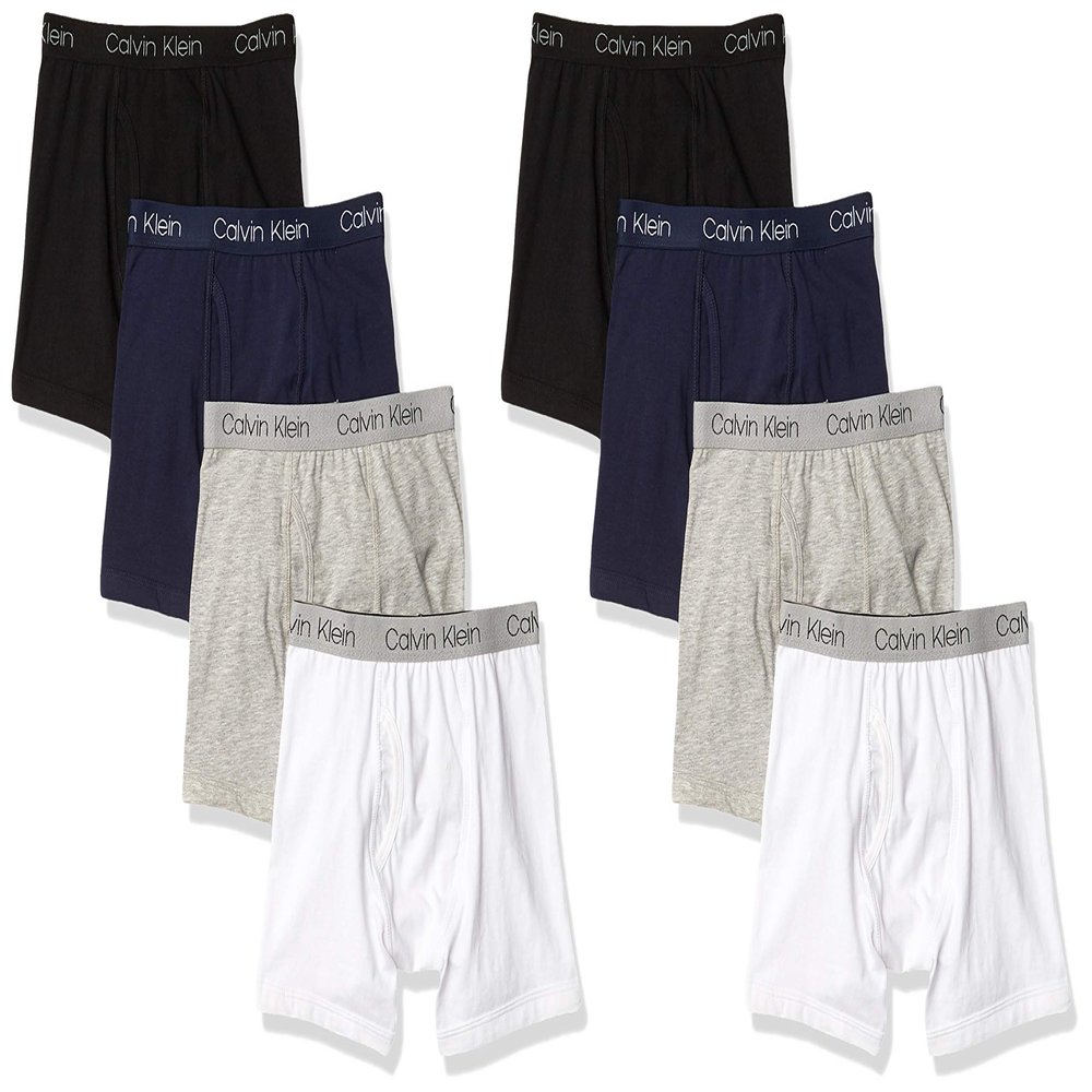 Calvin Klein Kids Boys' Modern Cotton Boxer Brief Underwear 8-Pack, Basic Pack, Small