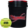 Diamond Sports 6-Gallon Black Ball Bucket with 18 12YSC 12-inch Yellow Softballs view 1