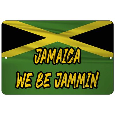 Makoroni - Jamaica WE BE Jammin Jamaican Flag 12x18 inc Aluminum Decorative Wall Street Sign
