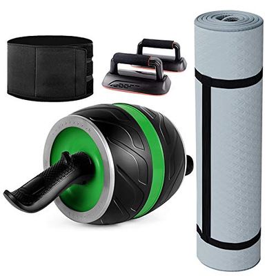 Ab Roller Wheel AGYH Unisex Household Abdominal Trainer, Abdomen Wheel for Abdominal, Back, Hip, Arm Muscles, Set of 4, 4 Colors (Color : Green)
