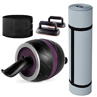 Ab Roller Wheel AGYH Unisex Household Abdominal Trainer, Abdomen Wheel for Abdominal, Back, Hip, Arm Muscles, Set of 4, 4 Colors (Color : Purple)