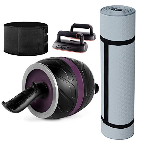 Ab Roller Wheel AGYH Unisex Household Abdominal Trainer, Abdomen Wheel for Abdominal, Back, Hip, Arm Muscles, Set of 4, 4 Colors (Color : Purple)