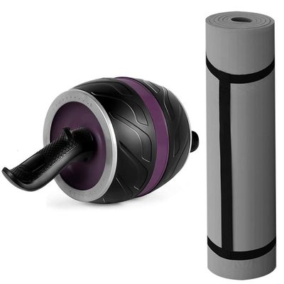 Ab Roller Wheel AGYH Non-Slip Mute Abdominal Wheel | Yoga Mat, Ultra Wide for Home/Gym Use, Intelligent Brake to Protect The Spine, 3 Colors (Color : Purple)