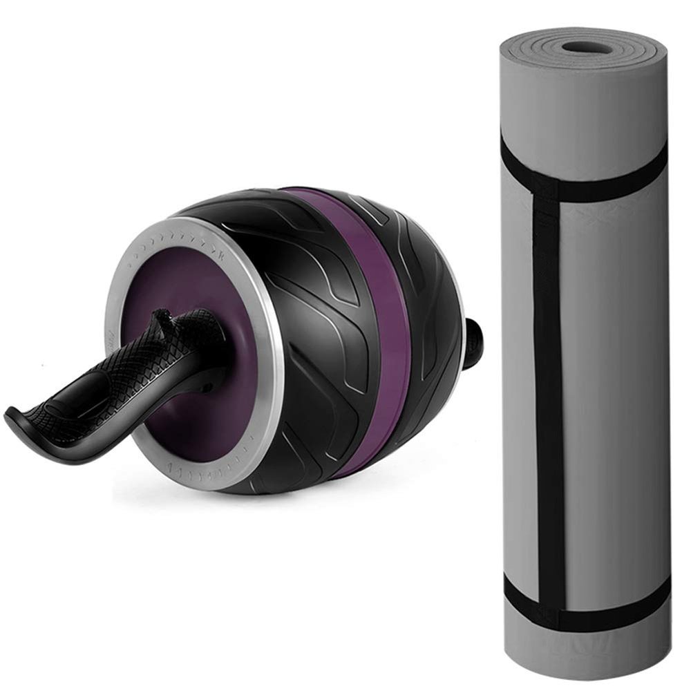 Ab Roller Wheel AGYH Non-Slip Mute Abdominal Wheel | Yoga Mat, Ultra Wide for Home/Gym Use, Intelligent Brake to Protect The Spine, 3 Colors (Color : Purple)