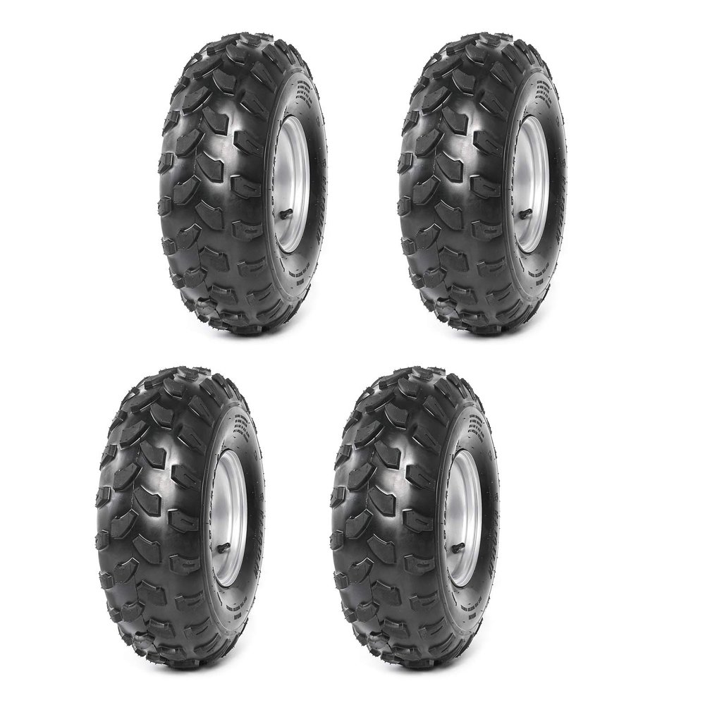 WPHMOTO 4PCS 19x7.00-8 Wheel Tire with Rim 4 Bolt Pattern for ATV Go Kart Quad Bike 4 Wheelers