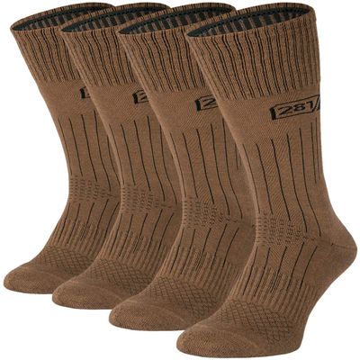 281Z Military Lightweight Uniform Boot Socks - Tactical Trekking Hiking - Outdoor Athletic Sport (Coyote Brown Small 4 Pairs Pack)