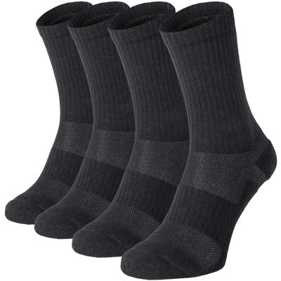 281Z Military Cotton Micro Crew Boot Socks - Cushioned Sole - Moisture Wicking - Odor Resistant - Hiking Trekking Outdoor (Black X-Small 4 Pairs)