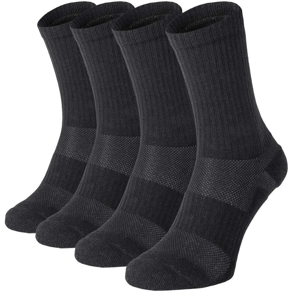 281Z Military Cotton Micro Crew Boot Socks - Cushioned Sole - Moisture Wicking - Odor Resistant - Hiking Trekking Outdoor (Black X-Small 4 Pairs)