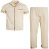 Ten West Apparel Men's 2-Piece Pajama Set with Short Sleeve Shirt and Long Pants, Size Medium , Tan view 1