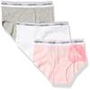 Calvin Klein Kids Girls' Modern Cotton Hipster Underwear 3-Pack, White/Heather Grey/Strawberry Tie-dye, Small view 1