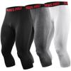 NELEUS Men's 3 Pack Running Capri Leggings Athletic Compression Short,6057,Black,Grey,White,M view 1