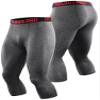NELEUS Men's 3 Pack Running Capri Leggings Athletic Compression Short,6057,Black,Grey,White,M view 2
