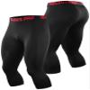 NELEUS Men's 3 Pack Running Capri Leggings Athletic Compression Short,6057,Black,Grey,White,M view 3