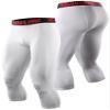 NELEUS Men's 3 Pack Running Capri Leggings Athletic Compression Short,6057,Black,Grey,White,M view 4