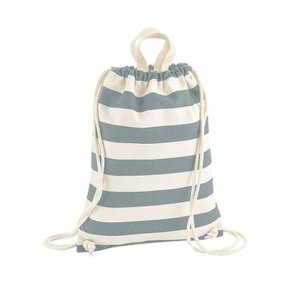 Westford Mill Nautical Drawstring Bag (One Size) (Natural/Gray)
