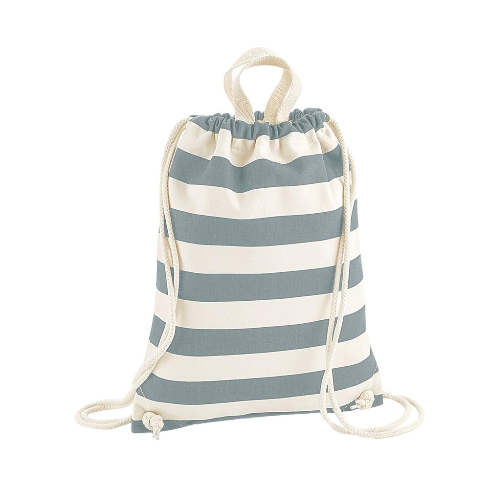 Westford Mill Nautical Drawstring Bag (One Size) (Natural/Gray)