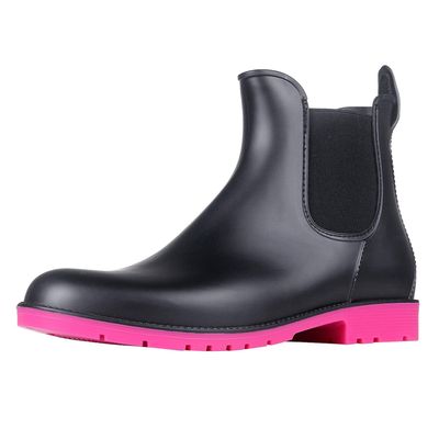 Asgard Women's Ankle Rain Boots Waterproof Chelsea Boots, Rose 38.5 (Size 8)