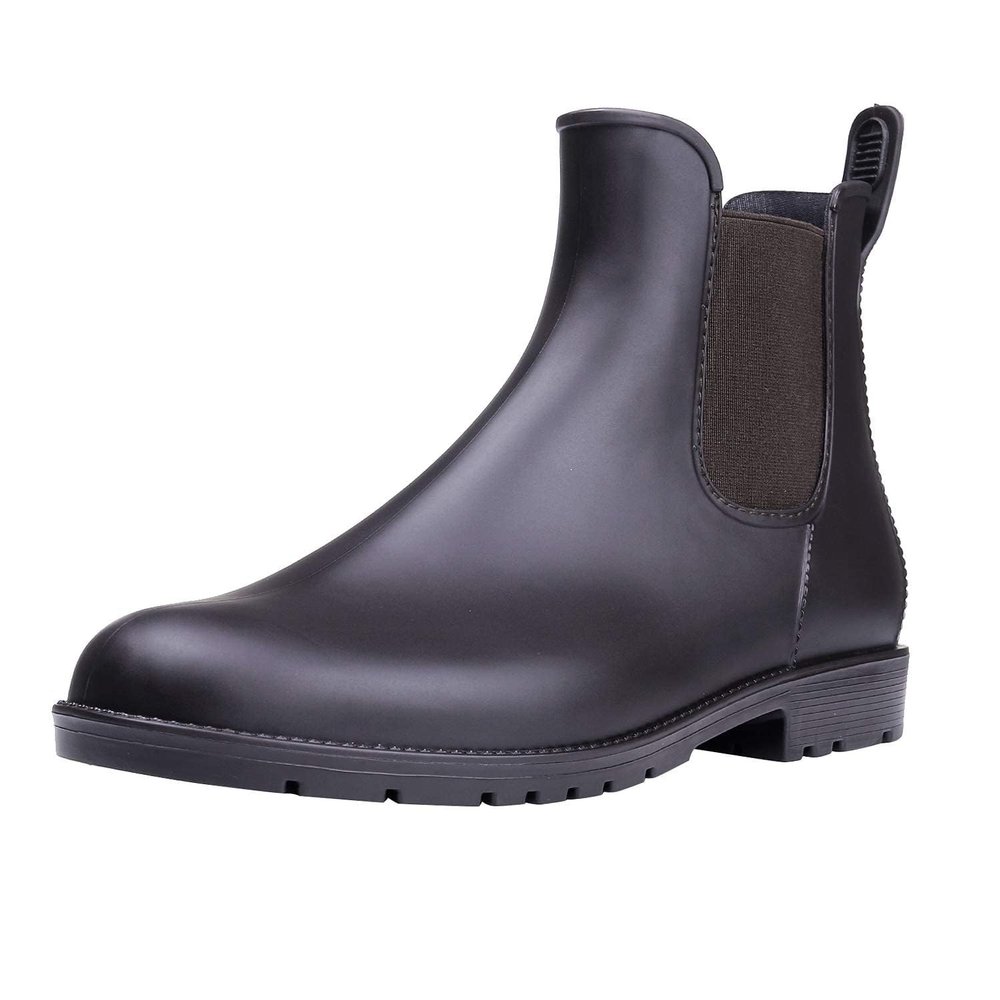 Asgard Women's Ankle Rain Boots Waterproof Chelsea Boots, Dark Brown 38.5 (Size 8)