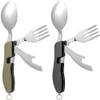 2Pcs Detachable Camping Utensils Cutlery Set, Caudblor Portable 4 in 1 Stainless Steel Travel Utensil, Foldable Knife Fork Spoon Bottle Opener, Multi Function Eating Flatware Tableware(Green Black) view 1