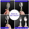 2Pcs Detachable Camping Utensils Cutlery Set, Caudblor Portable 4 in 1 Stainless Steel Travel Utensil, Foldable Knife Fork Spoon Bottle Opener, Multi Function Eating Flatware Tableware(Green Black) view 2