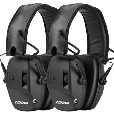 ZOHAN EM054 Electronic Ear Protection for Shooting Range with Sound Amplification Noise Reduction, Ear Muffs for Gun Range (2 Black)