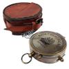 Brass Working Magnetic Marine Compass with Case/Box Leather Made Sailor Gifts view 3