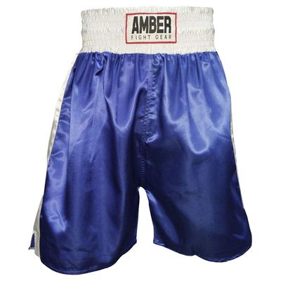 Fearless Classic Satin Pro-Style Boxing Trunks, Premium Lightweight Fight Shorts for Training, Sparring, and Gym Wear, Blue/White, Medium