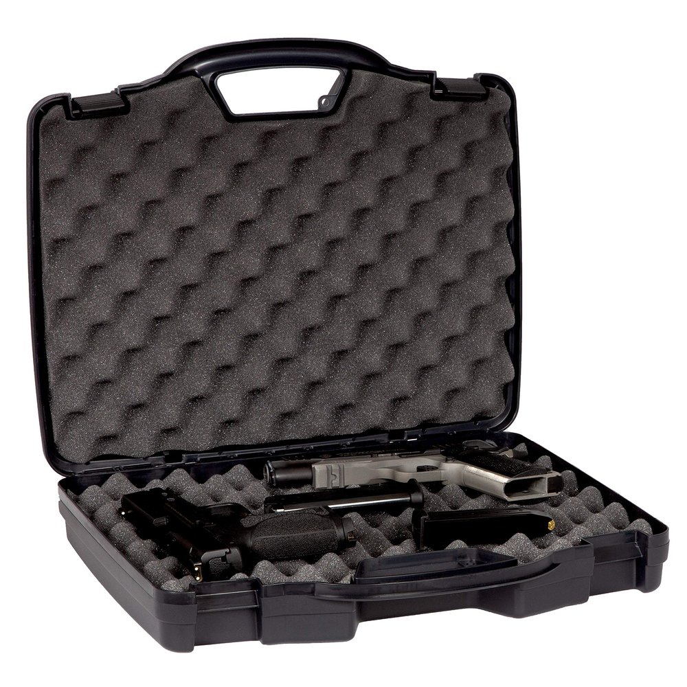 Plano Protector Series Two Pistol Case, Gun Protector with Lockable Latches and Padlock Tabs for Secure Travel, High Density Interlocking Foam,Black