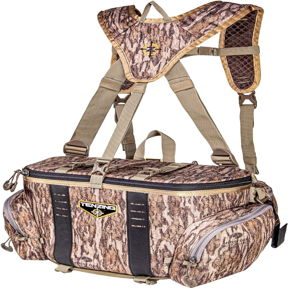 TENZING Unisex Adult Hangtime Lumbar Pack, Mossy Oak Bottomland | Adjustable Durable H2O Compatible Hunting Pack with 5 Compartments, 5 Pockets & Webbing Straps for Extra Hunting Gear Milti