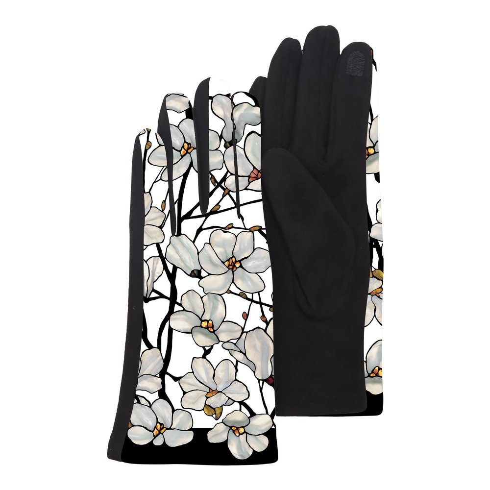 RainCaper Tiffany Magnolia Womens Texting Gloves, Warm Touchscreen Gloves for All-Season Travel, Fashion, Museum & Dressy Wear, One Size