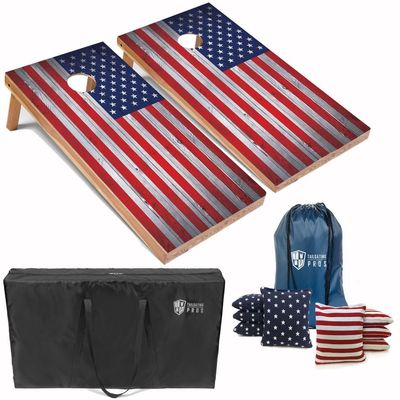 Tailgating Pros Regulation Cornhole Boards Flag Set - Includes 8 Bean Bags, Carrying Cases, and 4'x2' Corn Hole Toss Game